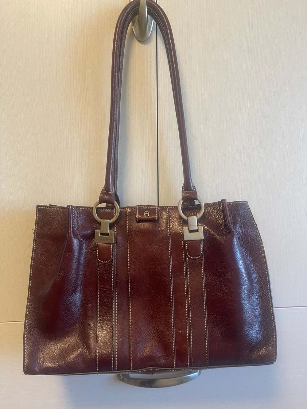 Etienne Aigner Leather Shoulder Bag Brown Vintage Handbag Purse